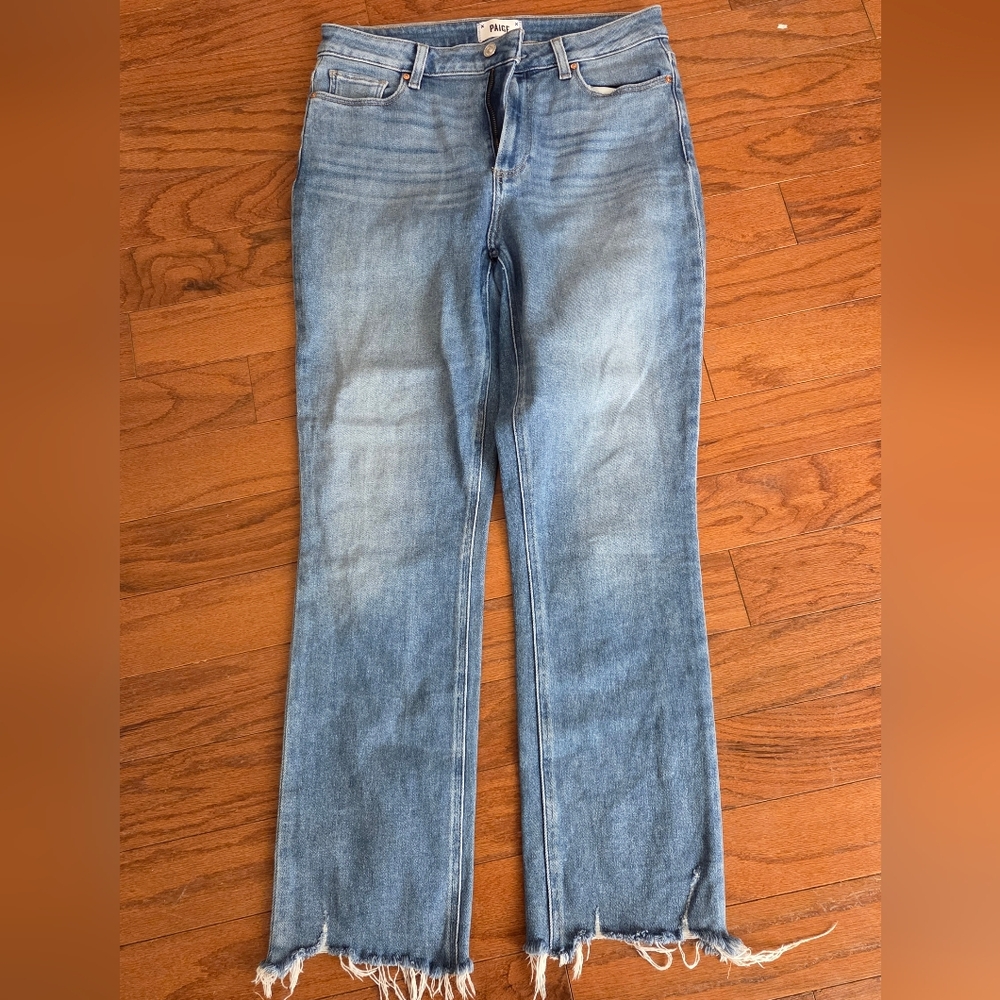 Paige High Rise, Straight Cindy Size 30 Jeans with Distressed Hem
